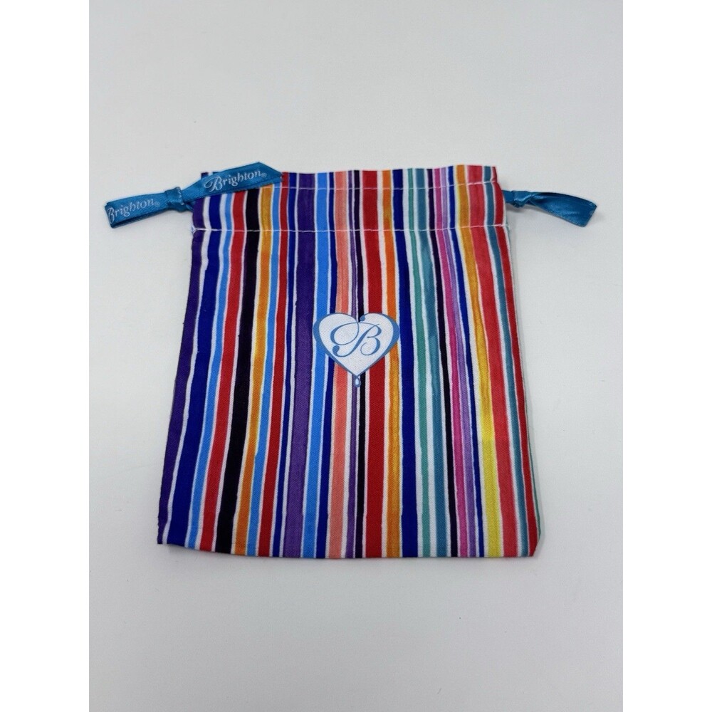 Brighton Striped Rainbow Jewelry Pouch Pride Drawstring Ribbon 6”x4.5”